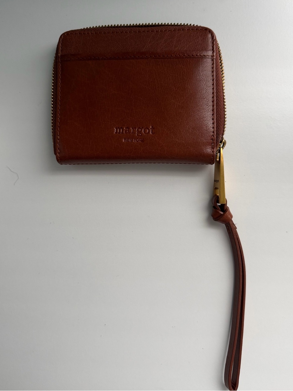 Margot New York Brown Genuine Leather Cyrus Slim Zip-Around Wallet/Wristlet